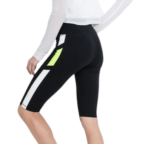 Mono B Pants - Mono B Black Biker Shorts With Neon Side Stripe